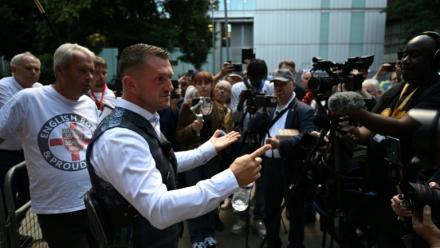 Le dirigeant d'extrême droite britannique Tommy Robinson, le 3 juillet 2025 à Londres