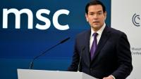 Le secrétaire d'Etat américain Marco Rubio s'exprime lors de la Conférence de Munich sur la sécurité (MSC), le 14 février 2026