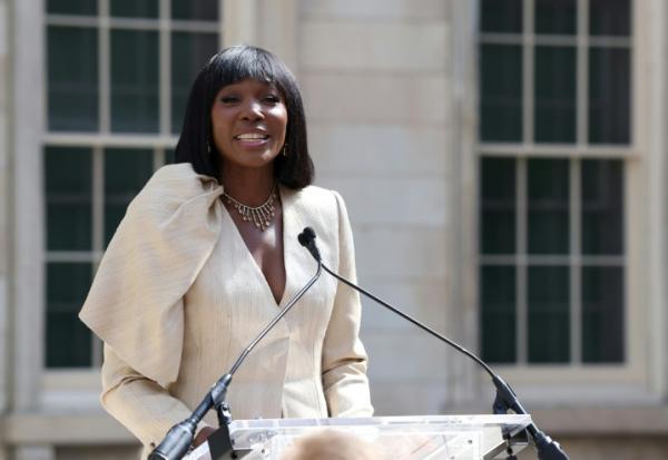 La joueuse de tennis américaine et coprésidente du Met Gala, Venus Williams, lors de la présentation à la presse du Met Gala 2026 célébrant "l’art du costume" au Metropolitan Museum of Art de New York, le 4 mai 2026