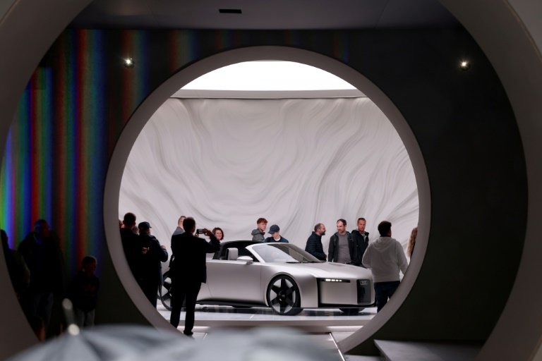 Le stand de la marque Audi, filiale de Volkswagen, à Munich, en Allemagne, le 10 septembre 2025