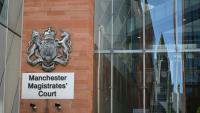 Le tribunal de Manchester, dans le nord-ouest de l'Angleterre, après l'audience du rappeur américain Chris Brown accusé de coups et blessures volontaires et placé en détention provisoire, le 16 mai 2025