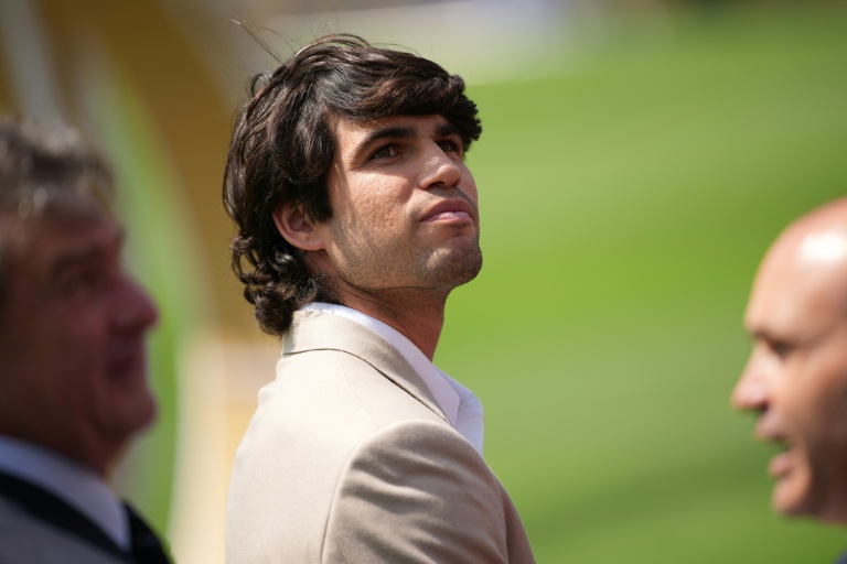 Le joueur de tennis espagnol Carlos Alcaraz avant la finale de la Coupe du monde 2026 opposant l'Espagne à l'Argentine, le 19 juillet 2026, à East Rutherford (New Jersey)