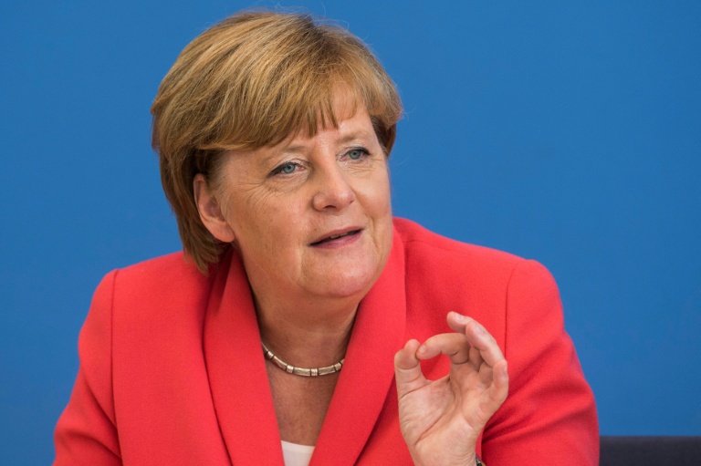 La chancelière allemande de l'époque, Angela Merkel, donne une conférence de presse à Berlin, le 31 août 2015