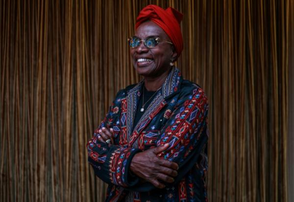 La chanteuse franco-béninoise Angélique Kidjo lors d'une rencontre avec les médias à l'occasion de la 27e édition du festival Joy of Jazz à Johannesburg, le 29 septembre 2026 en Afrique du Sud