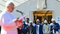 Le pape Léon XIV s'exprime durant une rencontre avec des migrants, à San Cristóbal de La Laguna aux Canaries, le 12 juin 2026