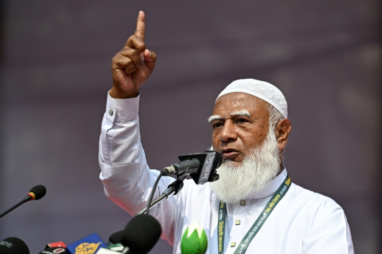 Shafiqur Rahman, chef du parti Jamaat-e-Islami, lors d'un rassemblement avant les élections générales,  le 8 février 2026 à Dacca, au Bangladesh