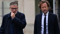 Olivier Faure (g) et Boris Vallaud, à l'Hôtel Matignon, à Paris, le 4 septembre 2025