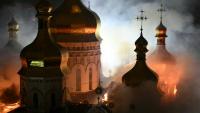 Incendie de la cathédrale de la Dormition, à la Laure des Grottes de Kiev, le 15 juin 2026 après une attaque russe
