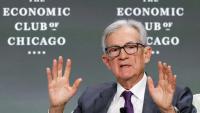 Le président de la Fed Jerome Powell, à Chicago, le 16 avril 2025