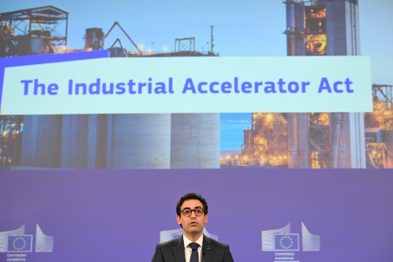 Le vice-président de la Commission européenne Stéphane Séjourné, à Bruxelles le 4 mars 2026