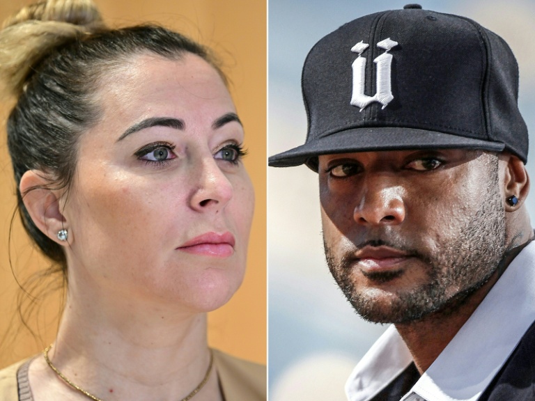 Montage photos du 23 février 2026 montrant  l'influenceuse Magali Berdah (g) et le rappeur Booba