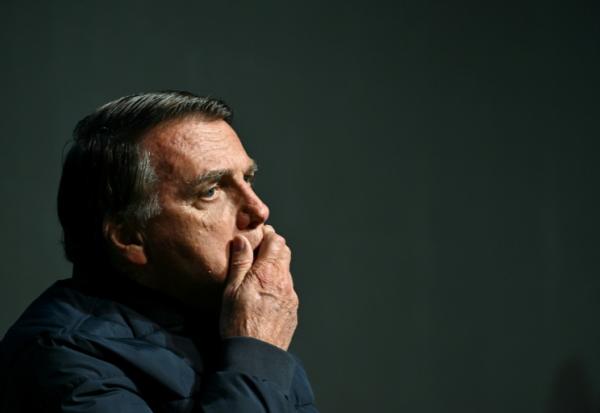 L'ex-président brésilien (2019-2023) Jair Bolsonaro lors d'une conférence dans l'Etat de Santa Catarina, au Brésil, le 6 juillet 2024