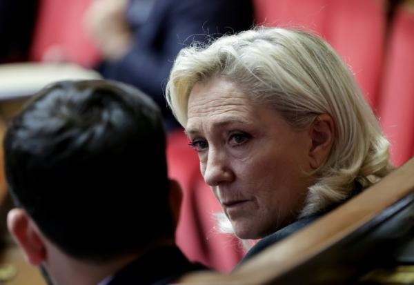 La présidente des députés du Rassemblement national, Marine Le Pen, à l'Assemblée nationale, Paris, le 27 octobre 2025