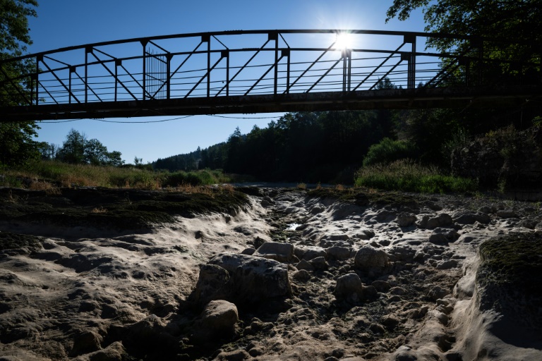 La rivière Doubs asséchée à Maisons-du-Bois-Lièvremont, le 9 juillet 2026 dans le Doubs 