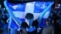Des soutiens du Parti québécois célèbrent leur victoire à Montréal le 5 octobre 2026