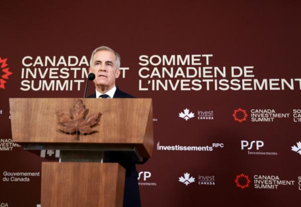 Le Premier ministre canadien Mark Carney au cours de la deuxième journée du premier Sommet sur l'investissement au Canada, à Toronto (Ontario), le 15 septembre 2026