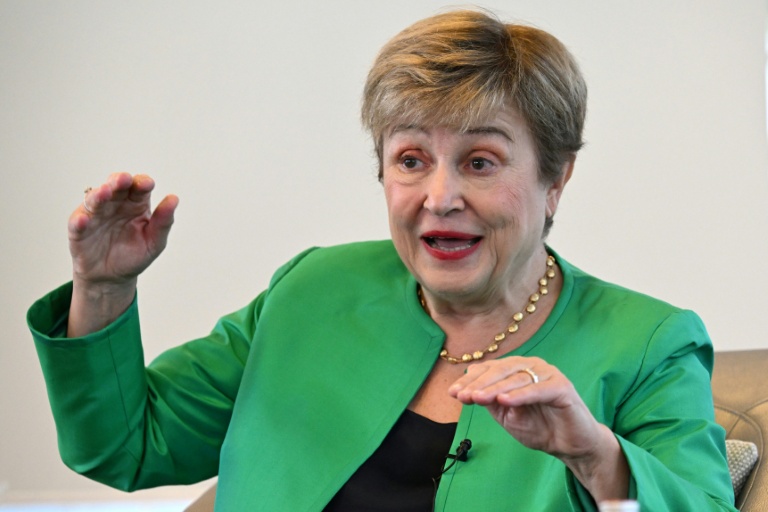 Kristalina Georgieva, directrice générale du Fonds monétaire international (FMI), lors d'un entretien avec l'AFP à Singapour, le 7 octobre 2026