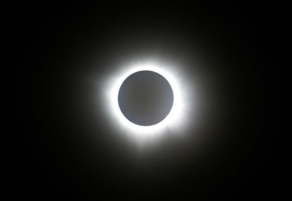 Une éclipse solaire totale observée depuis Nazas, dans l'État de Durango, le 8 avril 2024 au Mexique