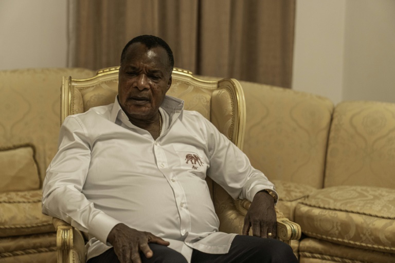 Le président du Congo, Denis Sassou Nguesso, lors d'un entretien avec l'AFP à Dolisie, au Congo, le 1er mars 2026