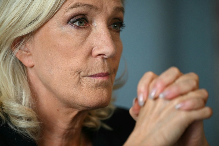 La candidate RN à la présidentielle, Marine Le Pen, le 12 octobre 2026 à Moissac, dans le Tarn-et-Garonne