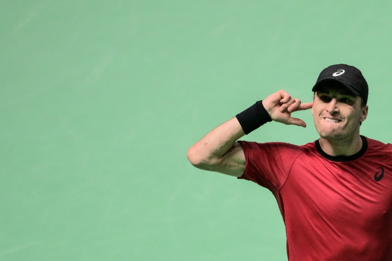 Raphaël Collignon a lancé la Belgique en Coupe Davis après sa victoire contre la Français Corentin Moutet à Bolognea, le 18 novembre 2025 