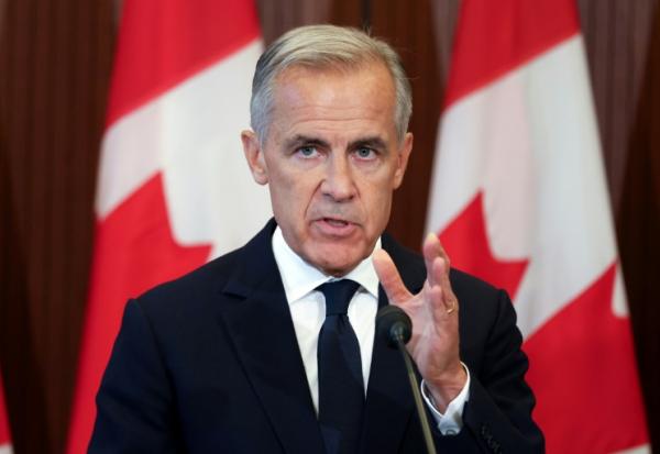 Le Premier ministre canadien Mark Carney lors d'une conférence de presse à Ottawa le 22 août 2026
