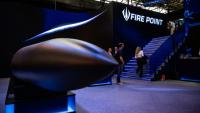 Le stand de l'ukrainien Fire Point au salon mondial de défense Eurosatory à Villepinte, au nord de Paris, le 15 juin 2026  