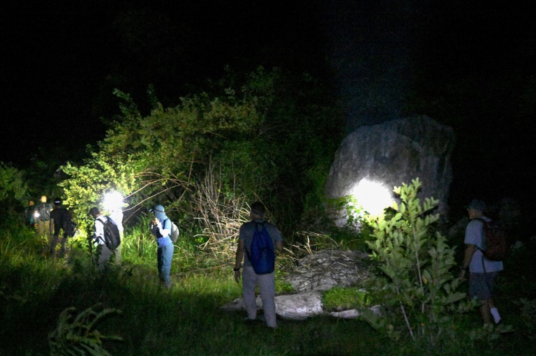 Des zoologues explorent une grotte à la recherche de nouvelles espèces le 22 juillet 2025 à Phnom Proek, dans la province de Battambang, au Cambodge