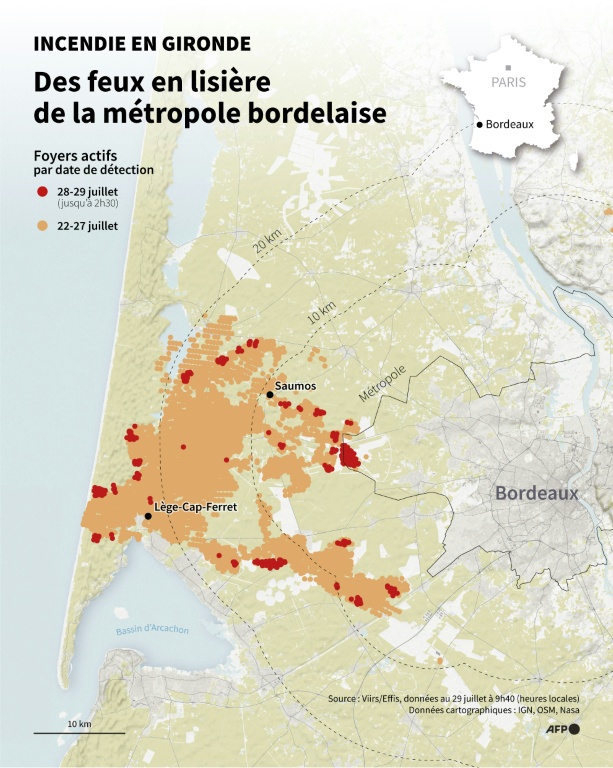 Incendie en Gironde : des feux en lisière de la métropole bordelaise