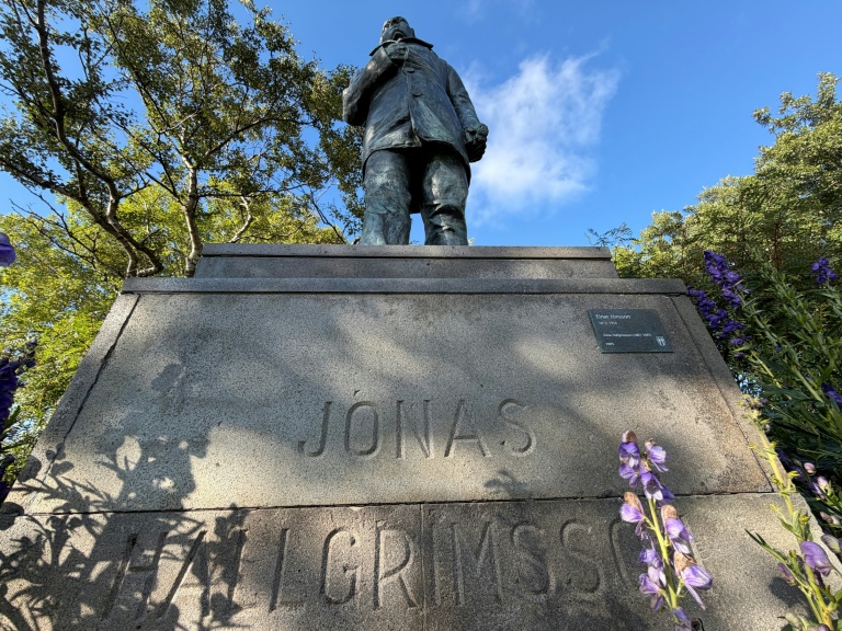La statue du poète Jonas Hallgrimsson à Reykjavik, le 28 août 2026 en Islande
