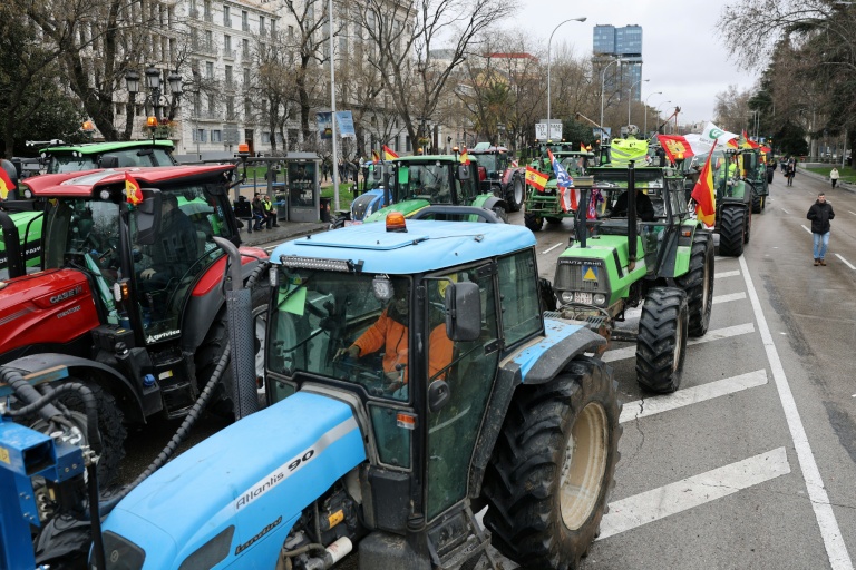 La manifestation des agriculteurs espagnols contre contre l'accord commercial Mercosur, à Madrid le 11 février 2026.