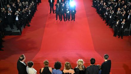 L'équipe du film "Gentle Monster" sur le tapis rouge du Festival de Cannes, le 15 mai 2026