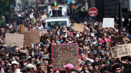 Manifestation pour défendre les "free parties" à Paris, le 13 juin 2026
