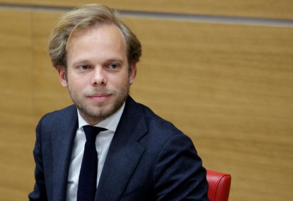 Le député UDR Charles Alloncle, rapporteur de la Commission d'enquête sur l'audiovisuel public, à l'Assemblée nationale, le 8 avril 2026 à Paris