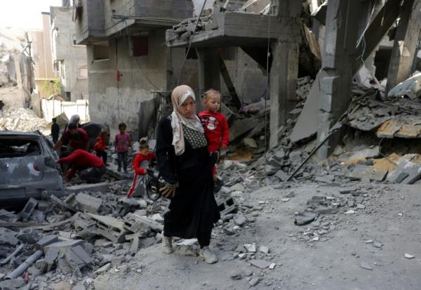 Dans les décombres laissés par des frappes israéliennes à Jabalia, dans le nord de la bande de Gaza, le 22 mai 2025