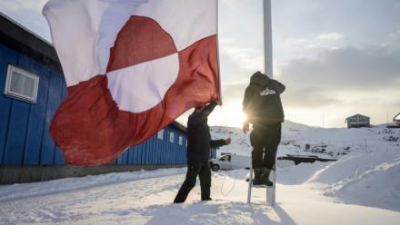 Le drapeau du Groenland, à Nuuk le 24 mars 2026