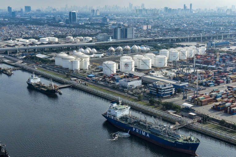 Des pétroliers et des cargos au port de Tanjung Priok, à Jakarta, le 31 mars 2026 en Indonésie