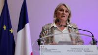 La ministre de la Santé, Stéphanie Rist, lors d'une conférence de presse faisant le point sur la situation concernant l'hantavirus, le 12 mai 2026 à Paris