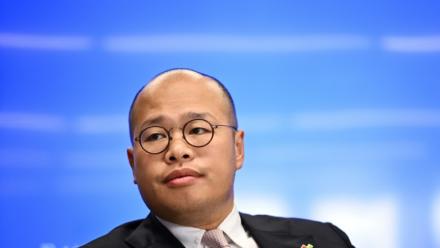 Sebastien Lai, fils du magnat des médias emprisonné par la Chine Jimmy Lai, lors d'un entretien avec l'AFP à Washington, le 8 septembre 2025 