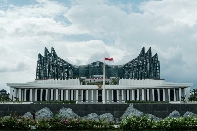 Le palais présidentiel à Ibu Kota Nusantara (IKN), la nouvelle capitale prévue de l'Indonésie, le 14 août 2025