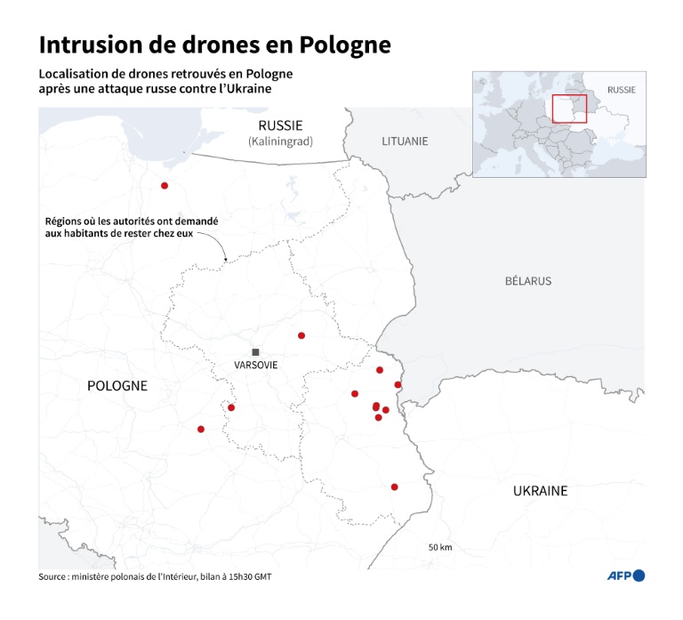 Intrusion de drones en Pologne