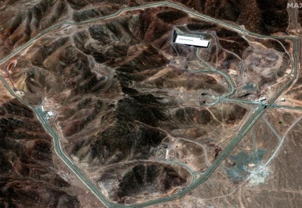 Image sattelite diffusée par la société Maxar Technologies montrant le site nucléaire iranien de Fordo, le 14 juin 2025