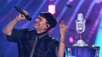Le chanteur autrichien JJ lors de la finale de l'Eurovision à Bâle le 18 mai 2025