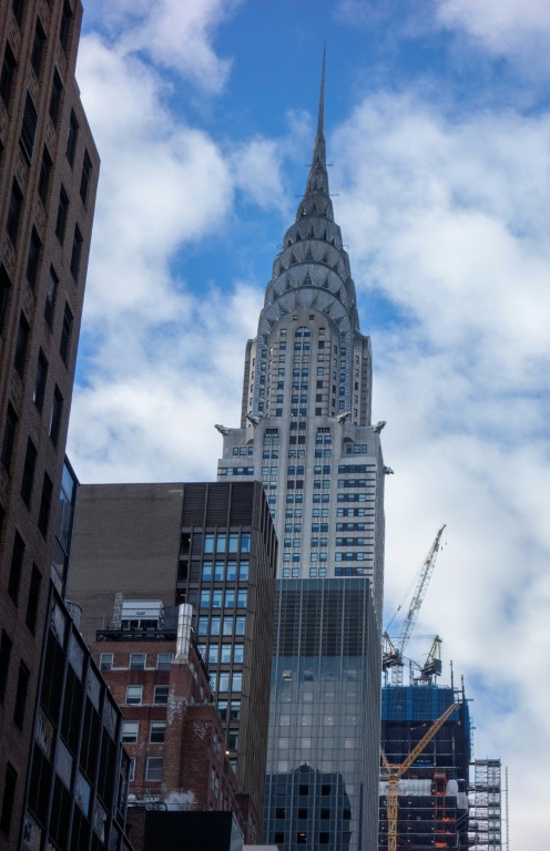 Le Chrysler Building est orné de gargouilles en acier inoxydable, à New York le 9 janvier 2019