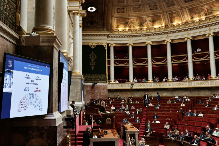 Les résultats partiels du vote des visant Les résultats partiels du vote des députés visant à lutter contre les phénomènes perturbant la sécurité du quotidien  à l'Assemblée nationale, , le 15 juillet 2026 à Paris  