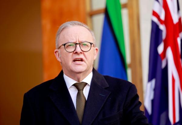 Le Premier ministre Anthony Albanese le 11 août 2025 lors de l'annonce de son intention de reconnaître l'Etat de Palestine