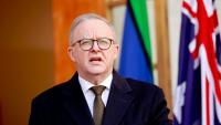 Le Premier ministre Anthony Albanese le 11 août 2025 lors de l'annonce de son intention de reconnaître l'Etat de Palestine