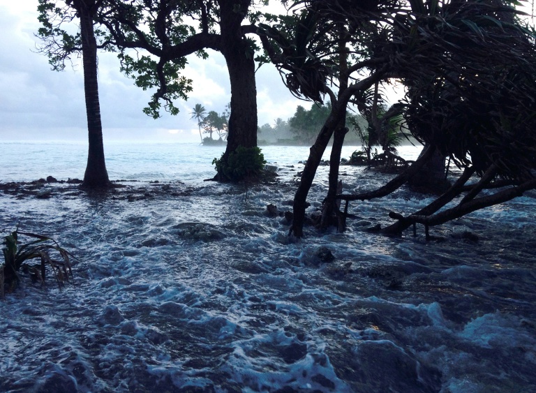 Inondations sur l'atoll de Majuro, aux îles Marshall, dans l'océan Pacifique le 3 mars 2014