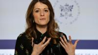 La porte-parole du gouvernement Maud Bregeon lors d'une conférence de presse à Paris, le 25 mars 2026
