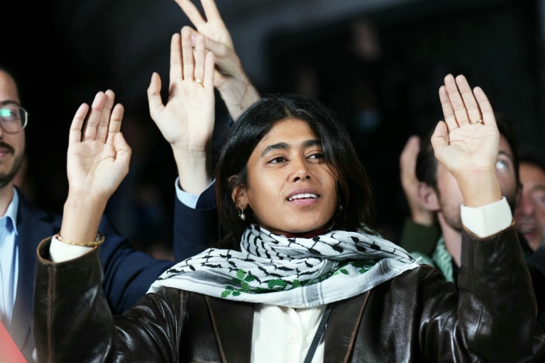 L'eurodéputée LFI Rima Hassan le 8 octobre 2025, à Paris